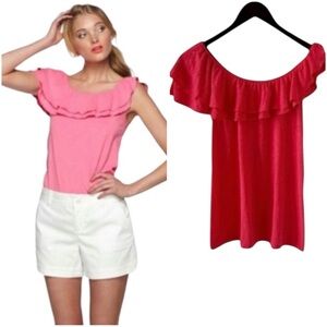 Lilly Pulitzer Coral Wynne Ruffled Top Size Medium